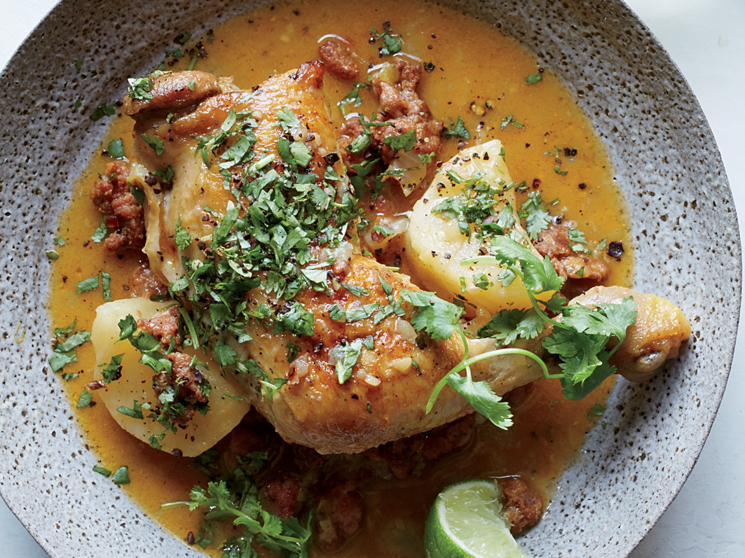 Ricetta di pollo brasato all'amarillo al cocco e Ají