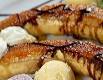 Le banane al forno con la crema alle pere