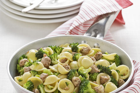 Menù della domenica:orecchiette broccoli e salsiccia, pollo alla panna