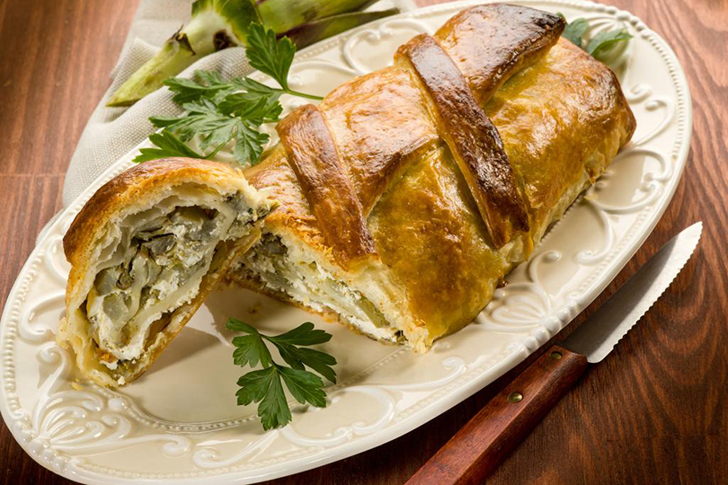 Strudel di carciofi e ricotta